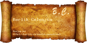Berlik Celeszta névjegykártya